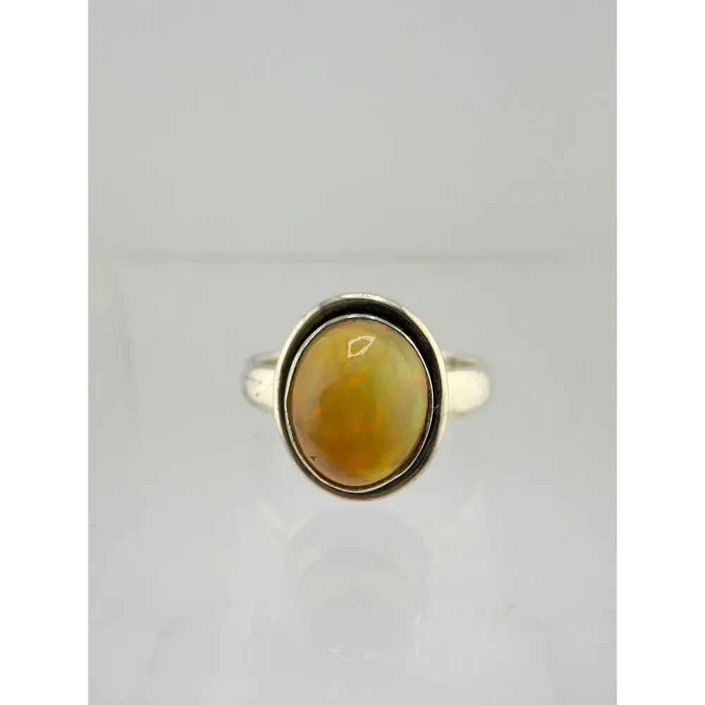 Sterling Silver Fiery Ethiopian Opal Gemstone Ring Size 7.5